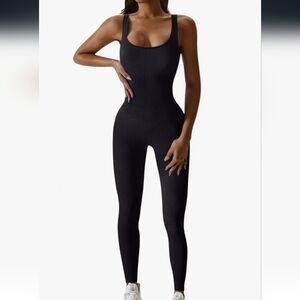 Black Ribbed Yoga Jumpsuit